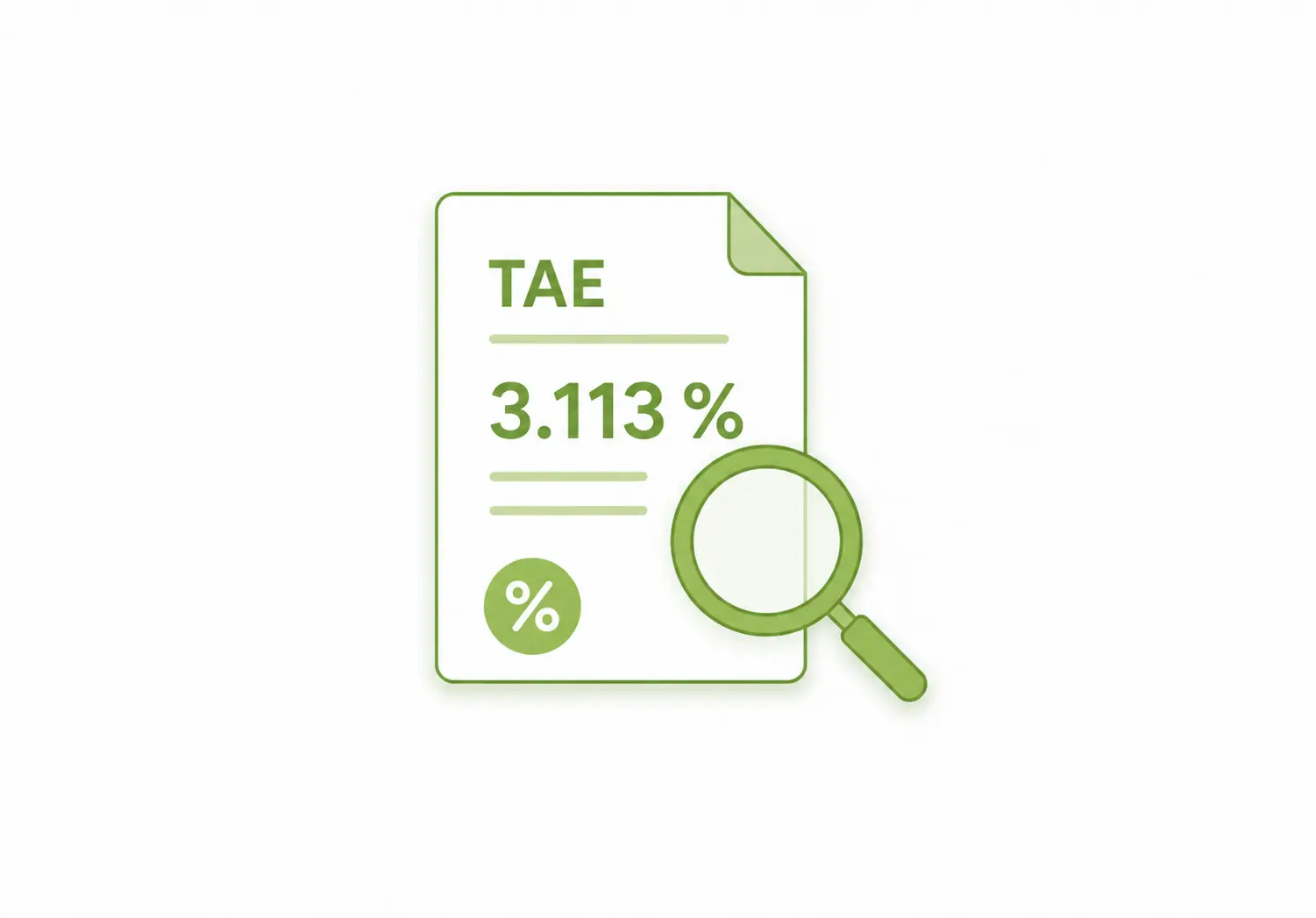 Documento con TAE del 3.113 % y lupa para revisar el porcentaje